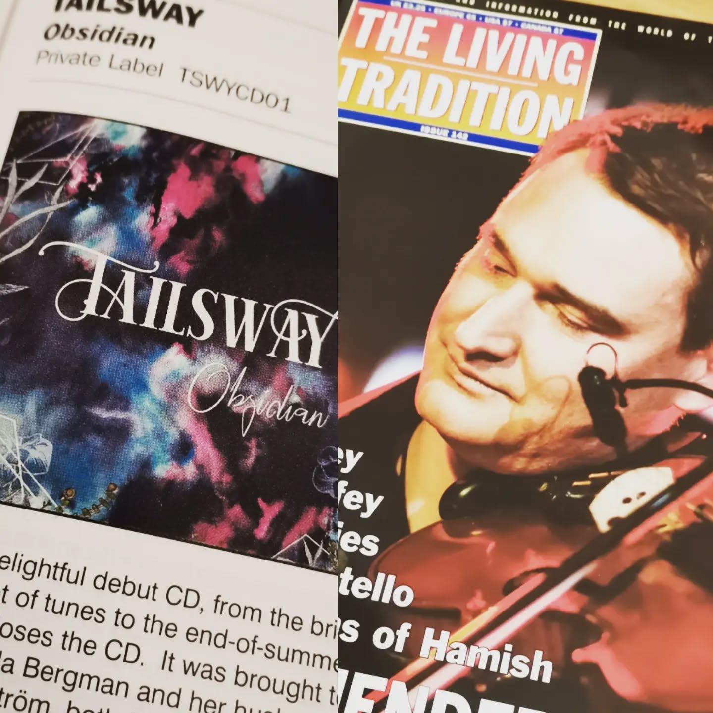 Just got a copy of The Living Tradition with  a review of our album Obsidian ☺️🎻 Link to the review in our bio.